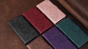 Ví Da PU Dập Nổi Mandala Có Khe Đựng Thẻ Và Dây Đeo Tay Dành Cho Ốp Điện Thoại Google Pixel Đeo Chéo 10 Pro XL 9A 8A 7A 6A 9 8 7 6