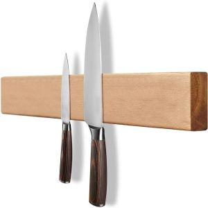 Magnetic Knife Holder for Wall 16 inch Acacia Wood Knife Strip Powerful Magnet Knife Hanger Knife Bar for Kitchen knives