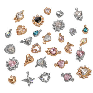 1Pc Alloy Diamond AB Colorful Love Pendant For DIY Handmate Necklace Earring Jewelry Accessories