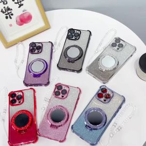 Ốp Điện Thoại Chống Sốc Bốn Góc Có Gương Dây Đeo Hạt Cườm Cho Oppo A6 Pro F31 6Pro 4G 5G - Mặt Lưng Chống Trầy Xước Chống Bụi