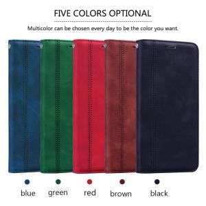 For Samsung Galaxy S22 S21 S20 Ultra S21 FE S20 FE S22+ S21+ S20+ Card Holder Magnetic Flip Cover Solid Color Business Leather Wallet Phone Case