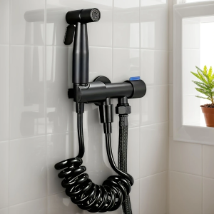 ชุดอุปกรณ์ห้องน้ําสแตนเลสเหมาะสําหรับห้องน้ํา ห้องน้ําสองโหมดทันสมัยพร้อมวาล์วมุมทางออกคู่