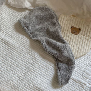 Mũ Khô Tóc Sọc Màu Trắng Xám Bằng Vải Sợi Hoạt Tính than Tre Mũ Tắm Cho Phụ Nữ Mũ Khô Tóc Nhanh Mũ Quấn Tóc Sau Khi Gội Đầu