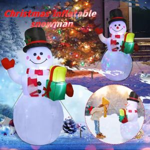 5FT Christmas inflatable snowman Christmas decoration Christmas home decoration props with colorful rotating LED lights