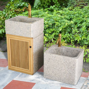 Courtyard Stone Wash Basin with Cabinet Door Room Outdoor Balcony Bathroom Wash Sink For Home Simple Wash Basin