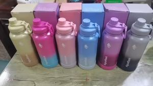 Bình nước giữ nhiệt inox 304 dung tích 1000ml Màu sác sặc sỡ Bọc đế chống mài mòn Giữ nhiệt 12-16 tiếng