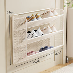 Multi-Layer Wall-Mounted Shoe Rack Entrance Hall Storage Organizer Metal Material Universal Fit No Drilling Required Door Back