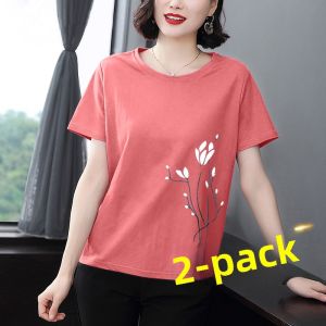 Cotton Summer Tee Shirt Loose Large Size Printed