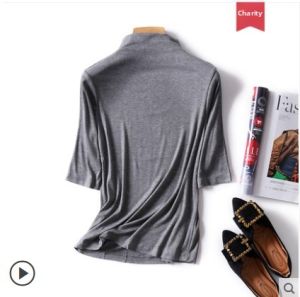 Autumn New Semi-High Collar 5/8 Sleeve Shirt