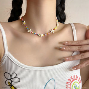 Beach Vacation Style Summer Starfish Shell Necklace Bracelet Freshwater Pearl Versatile Fashionable Lockbone Chain Jewelry