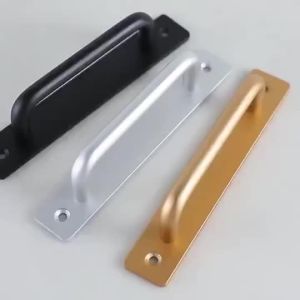 128/160/192mm Tarikan Handle Pintu Aluminium Handel Lemari Laci Kabinet Pintu Geser Pull Handle Hitam
