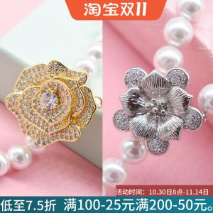Zirconia Pearl Necklace Buckle Sweater Chain Clip Fixed Clasp Closure Jewelry Accessory Rose Flower Bracelet End Buckle