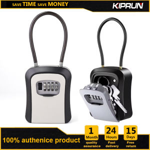 KIPRUN Security Key Lock Box Wall Mounted Large Capacity Key Safe Box 4 Digit Combination Key Storage Box Steel Cable Shackle Durable Engineering Plastics Weatherproof