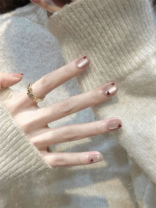 Handmade Detachable Short Nail Art Wearable Cat Eye Heart Design White Enhancing Natural Versatile High-End Feeling Nail Stickers