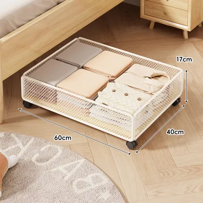 Evesigar | Underbed Storage Box with Wheels Large Capacity Pull out Cabinet for Bedroom Book Storage Flat Design Modern Style Plastic Roller