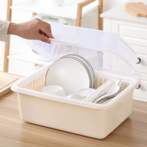 Plastic Kitchen Storage Box Bowl Plate Organizer Rack Dustproof Modern Simple Design No Drilling Required for Utensils And Dishware