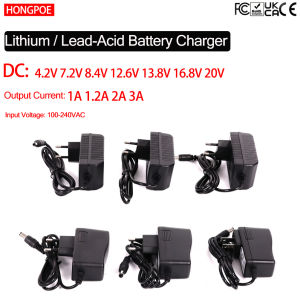 Lifepo4 Charger DC 4.2V 7.2V 8.4V 12.6V 13.8V 16.8V 20V / 1A 1.2A 2A 3A Power Adapter 100-240VAC 5.5 X 2.1mm for LED Lights CCTV