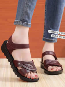 Fashionable Summer Flat Bottom Anti-Slip Womens Sandals Comfortable Soft Sole High-End Feeling Elderly Slippers Ladies Sandals