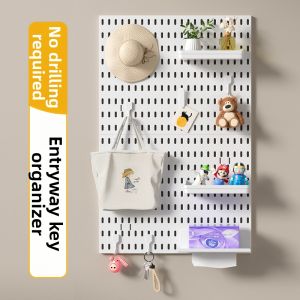 QINFEI | Hole Board Wall Organizer Hooks for Keys Display Shelves
