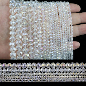 20-200pcs High-Quality White AB Austrian Crystal Glass Flat Round Spacer Loose Beads For DIY Jewelry Making Bracelets Necklaces