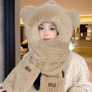 baomafanxi | Bộ Mũ Len Dày Khăn Quàng Găng Tay Mặt Nạ Ấm cho Mùa Đông
