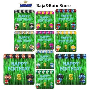 Paket Dekorasi Pesta Balon Happy Birthday Biru Set Dekor Ulang Tahun Tirai Hijau Simple