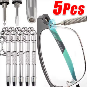 5pcs 3 in 1 Mini Screwdriver with Keychain / Mini Eye Glasses Screwdriver Repair Kit / Portable Steel Glasses Screwdriver Repair Tools for Eyeglasses Watches Jewelry Electronics