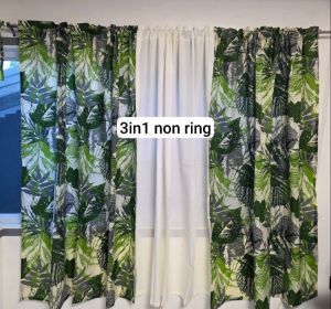 6ft mordives non ring curtain (suksukan) geena fabric 3in1 and 1 pc