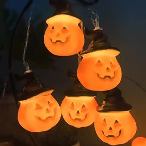 10 LED Halloween Pumpkin Fairy Lights Warm White Jack-o-Lantern String Light Garland for Home Porch Party Decorations