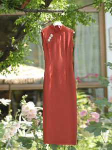 Jiangnan Wadding | Town Story | Red Cheongsam New Chinese Toast Dress Young Elegance Sleeveless Dress