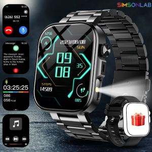 HL New Square Smartwatch 2.01‘’Touch Screen AI Voice Bluetooth Call Waterproof Custom Dial  Multi Sports Mode  Flashlight For Men Women Gifts Ios And Android