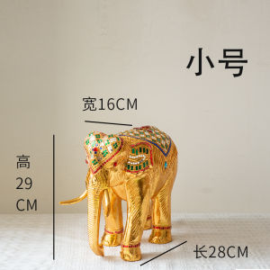 ช้างทอง เสริมฮวงจุ้ย ค้าขาย ร่ำรวย ฟอยล์สีทอง ช้างมงคลแกะสลัก สีไม้ช้างน้อย วางไว้บนโต๊ะ แกะสลักไม้ เทพเจ้าแห่งความมั่งคั่ง