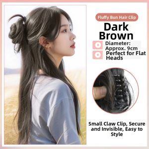 Natural Puffy Semi-updo Faux Bun Hair Clip