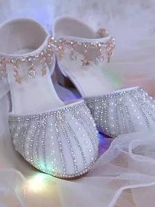MENGBEIHUAN | Stylish Crystal Princess High Heels for Kids