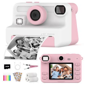 Kids Camera Instant Print 1080P HD Digital Video Camera Toys for Children Dual Lens Thermal Print Camera With 32G Memory Card