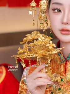 Vàng Tay Cầm Hoa Cưới Trung Quốc Hợp Kim Tinh Tế Hoa Trang Trí Cho Váy Cờ Phong Cách Truyền Thống Trung Quốc Phụ Kiện Cưới