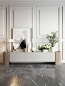 Modern Minimalist Italian Baked Paint TV Cabinet Solid Wood Floor Standing Living Room Storage Cabinet Decorative Cabinet