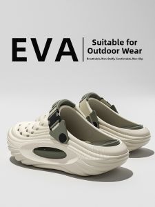 Mens Water-Resistant Thick-Heeled EVA Slip-On Sandals for Driving And Fishing Summer Outdoor Wear Anti-Odor Anti-Slip