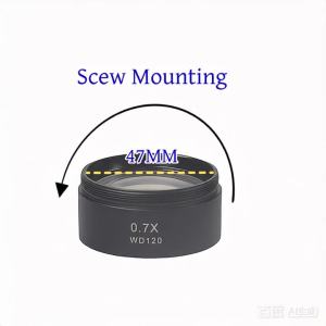 SIKO Microscope Auxiliary Objective Lens 0.5X WD165mm 48mm Thread Stereo Zoom Barlow Lens for Microscope Camera Soldering Repair
