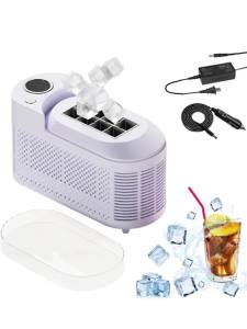 12V Portable Ice Maker for Car RV Camping Fast Countertop Ice Machine 8 Cubes/10 Mins Quiet Compact Design for Home