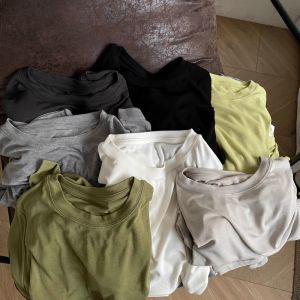 Glutinous Rice round Neck Long Sleeves Bottoming Shirt Womens Comfortable Sense Pure Color Soft Sticky Drape Tops Inner Bottoming Shirt T-shirt