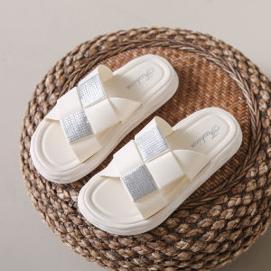 Dép Nữ Mùa Hè Mới Ngoài Trời Đơn Giản Lưới Mát Mẻ Đế Phẳng Chống Trượt Trong Nhà Đế PVC Gót Cao Họa Tiết Kẻ Sọc