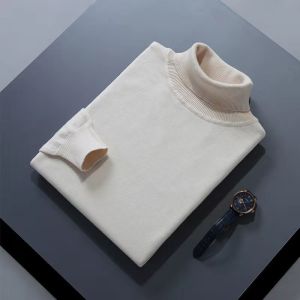 Turtleneck Men Pullover Cashmere Cotton Blend Knitted Sweater 2025 Autumn Winter  Daily Basic Warm Turtle Neck Jumper Pull Homme