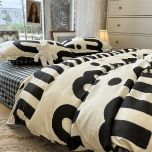 JIFANPAUL | INS Style Pure Washed Cotton Full Fleece Bedding 4-Piece Set