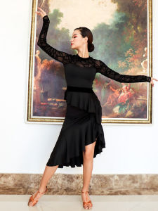 YJFY Dance | Net and Velvet Lace Latin Dance Practice Wear