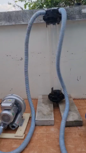 Ring blower สำหรับงานดูด สุญญากาศ ใช้ร่วมกับท่อแยกของเหลวกับอากาศ ในงานเครื่องบรรจุของเหลว