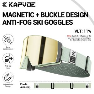 KAPVOE New Ski Snowboard Mask Goggle Men UV400 Protection Snow Women Glasses Magnetic Attraction Anti-Fog Skiing Goggles Adult