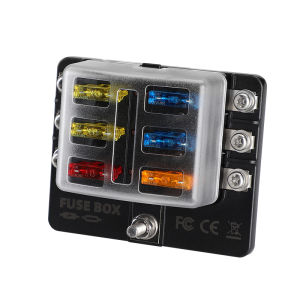 Fuse Box Holder 32V 100A 6 Way Fuse Panel with LED Indicator Damp-Proof Cover For car boat vehicles marine Truck
