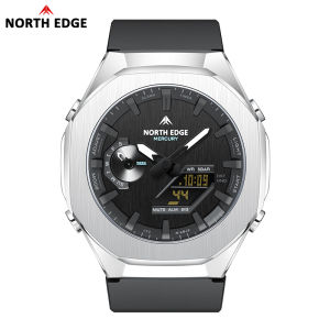 NORTH EDGE Men Watch MERCURY Stopwatch World Time Waterproof Metal Quartz Wristwatch Electronic Watch for Men with BOX