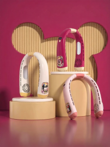 Disney Portable Neck Fan Childrens USB Rechargeable Cooling Fan Long Battery Life Hanging Fan for Students on Class